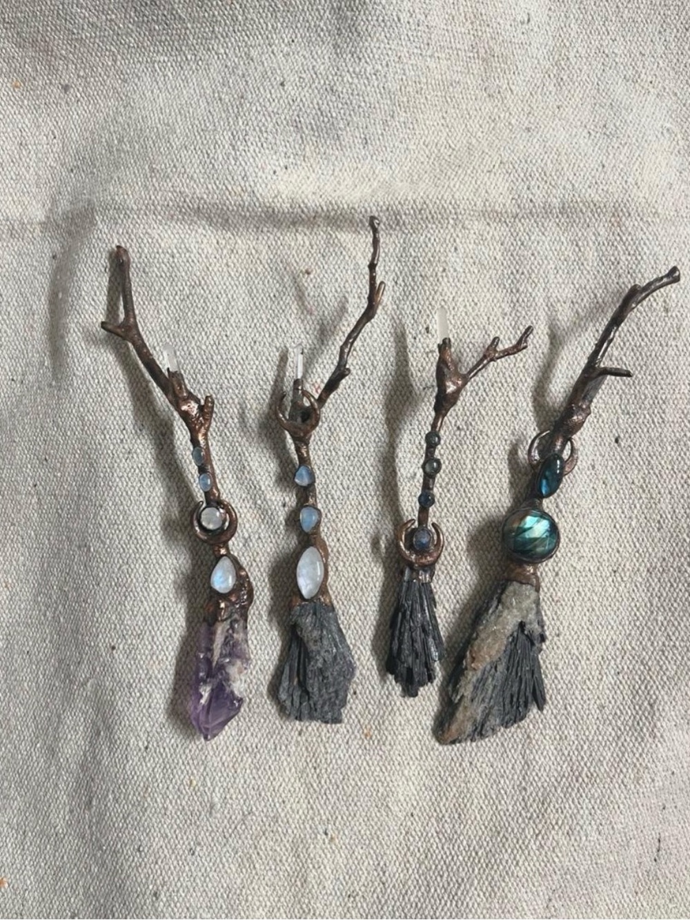 Set of Four Handmade Crystal Brooms
